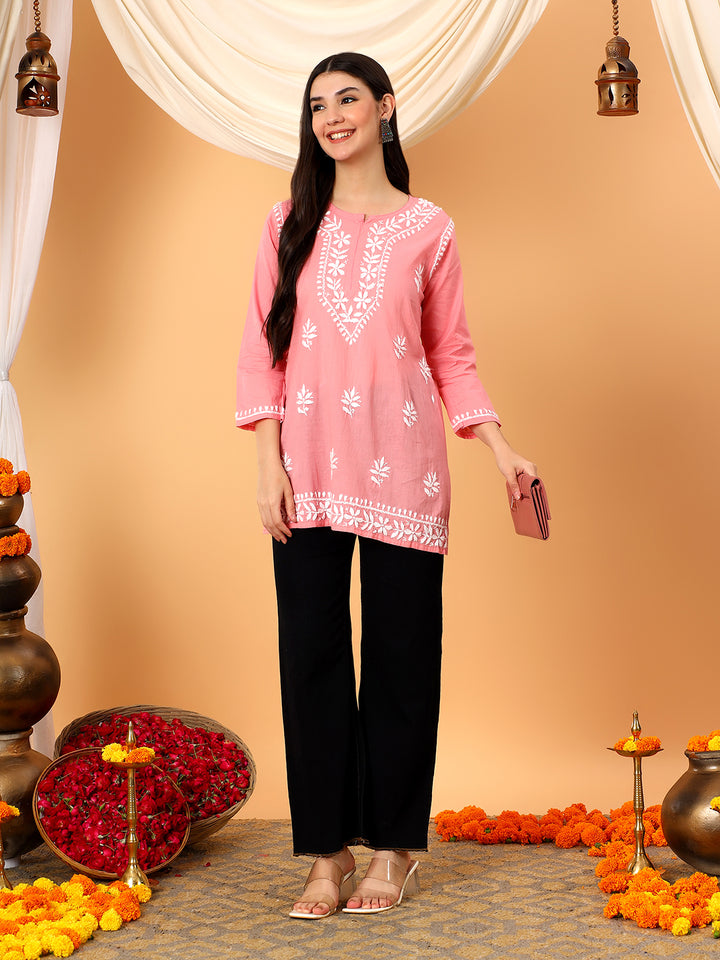 Maahi Chikankari Short Cotton Kurti