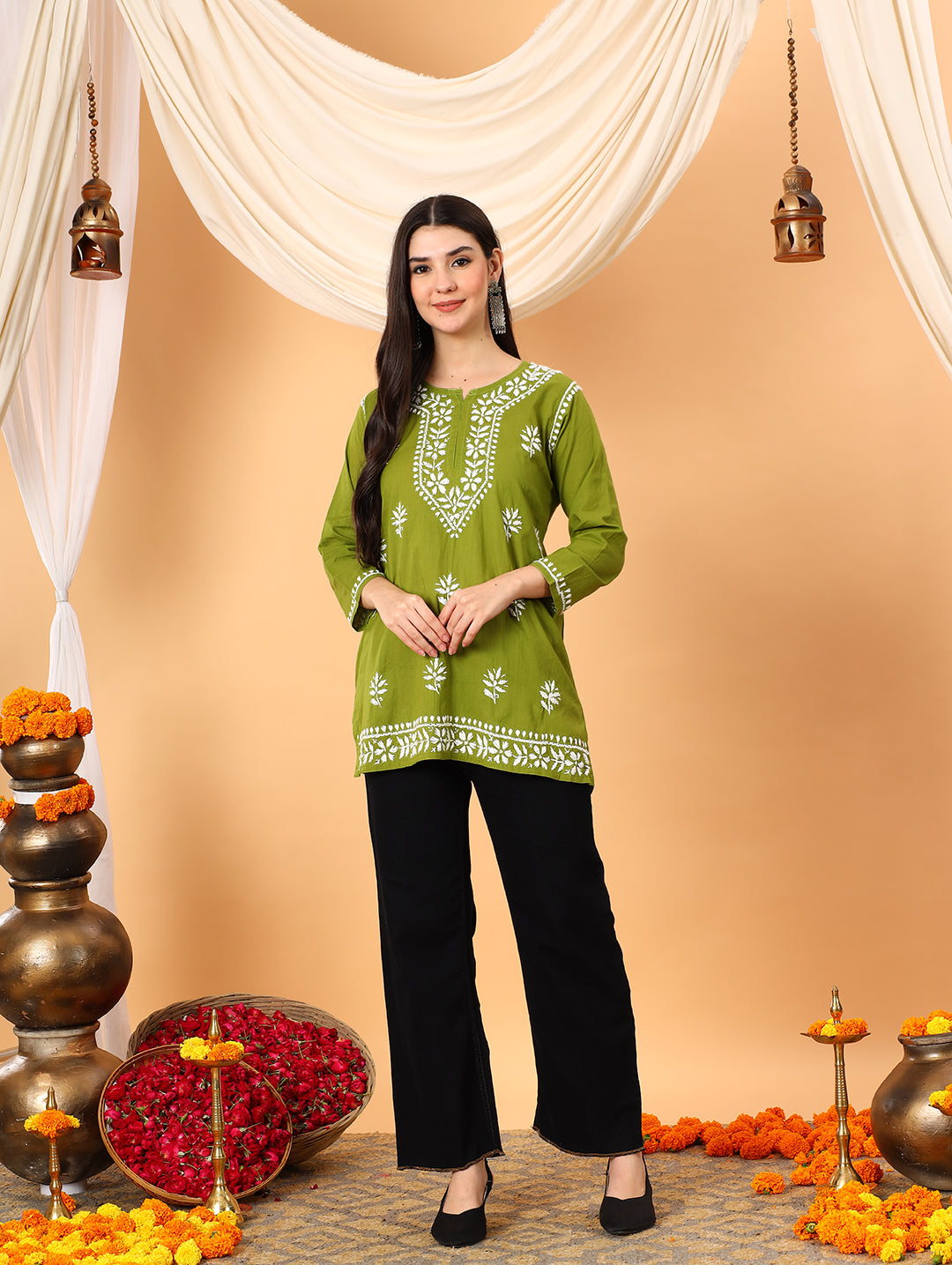 Maahi Chikankari Short Cotton Kurti