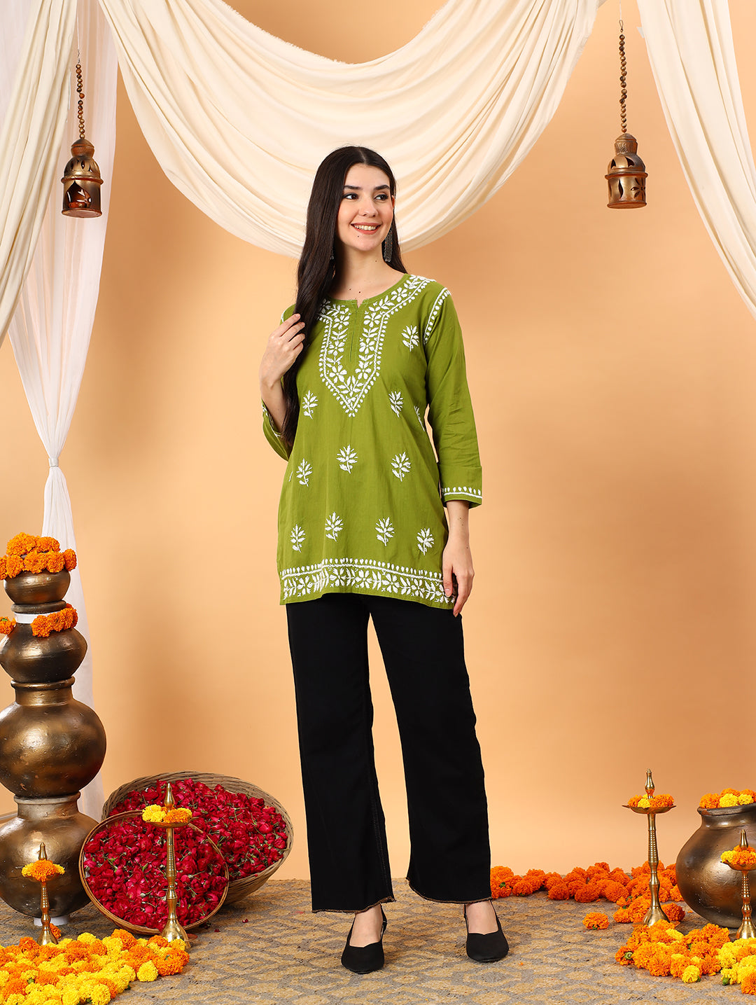 Maahi Chikankari Short Cotton Kurti