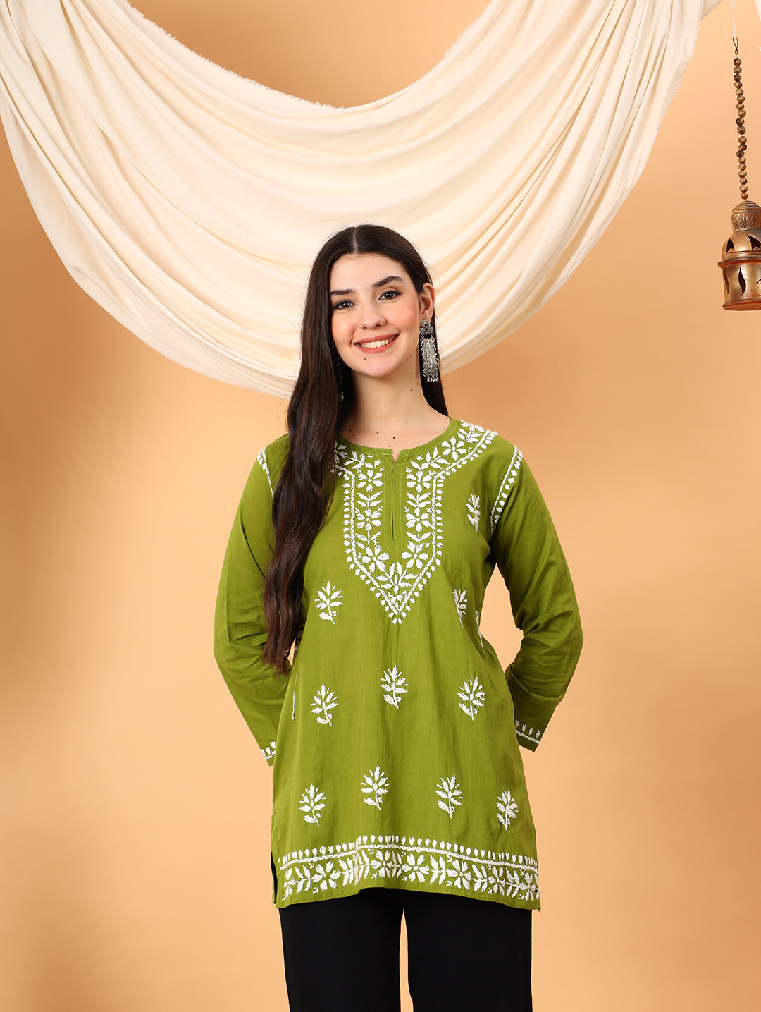 Maahi Chikankari Short Cotton Kurti