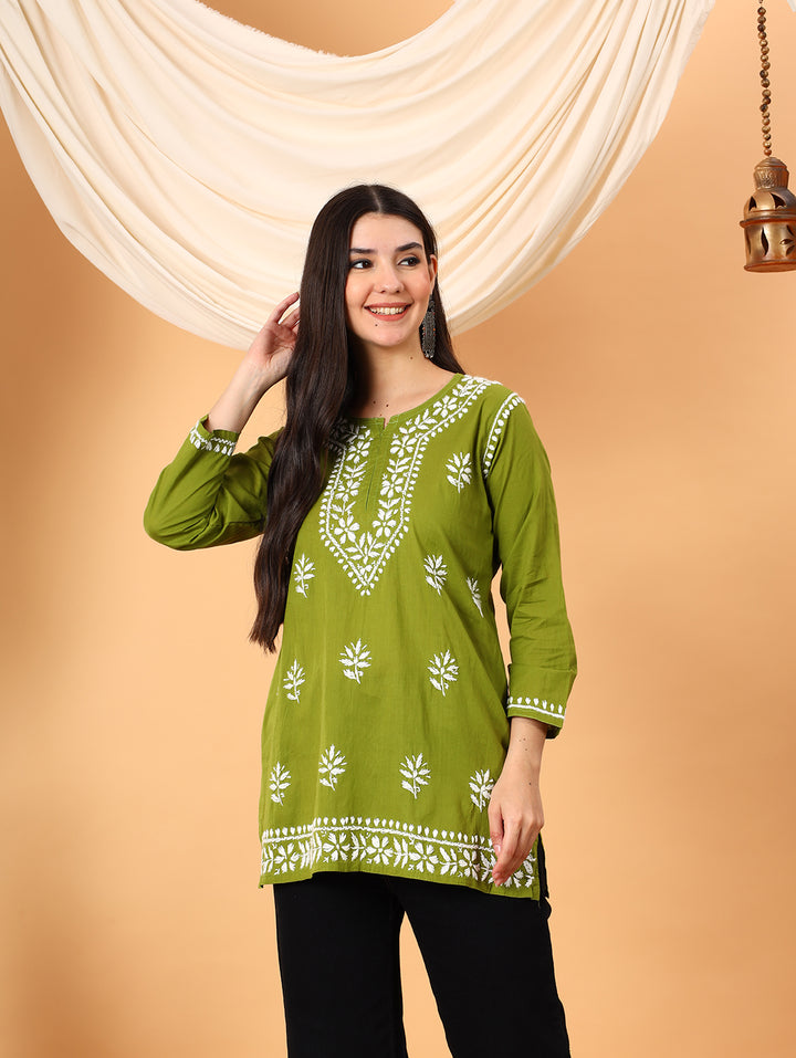 Maahi Chikankari Short Cotton Kurti