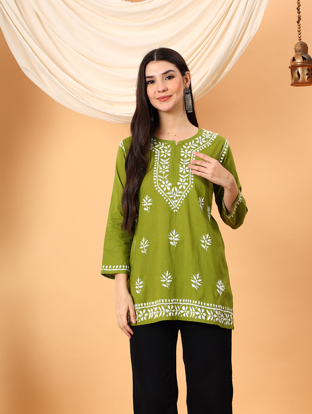 Maahi Chikankari Short Cotton Kurti