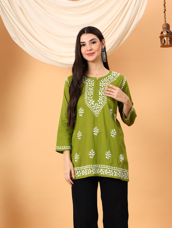 Maahi Chikankari Short Cotton Kurti