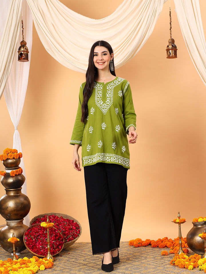 Maahi Chikankari Short Cotton Kurti
