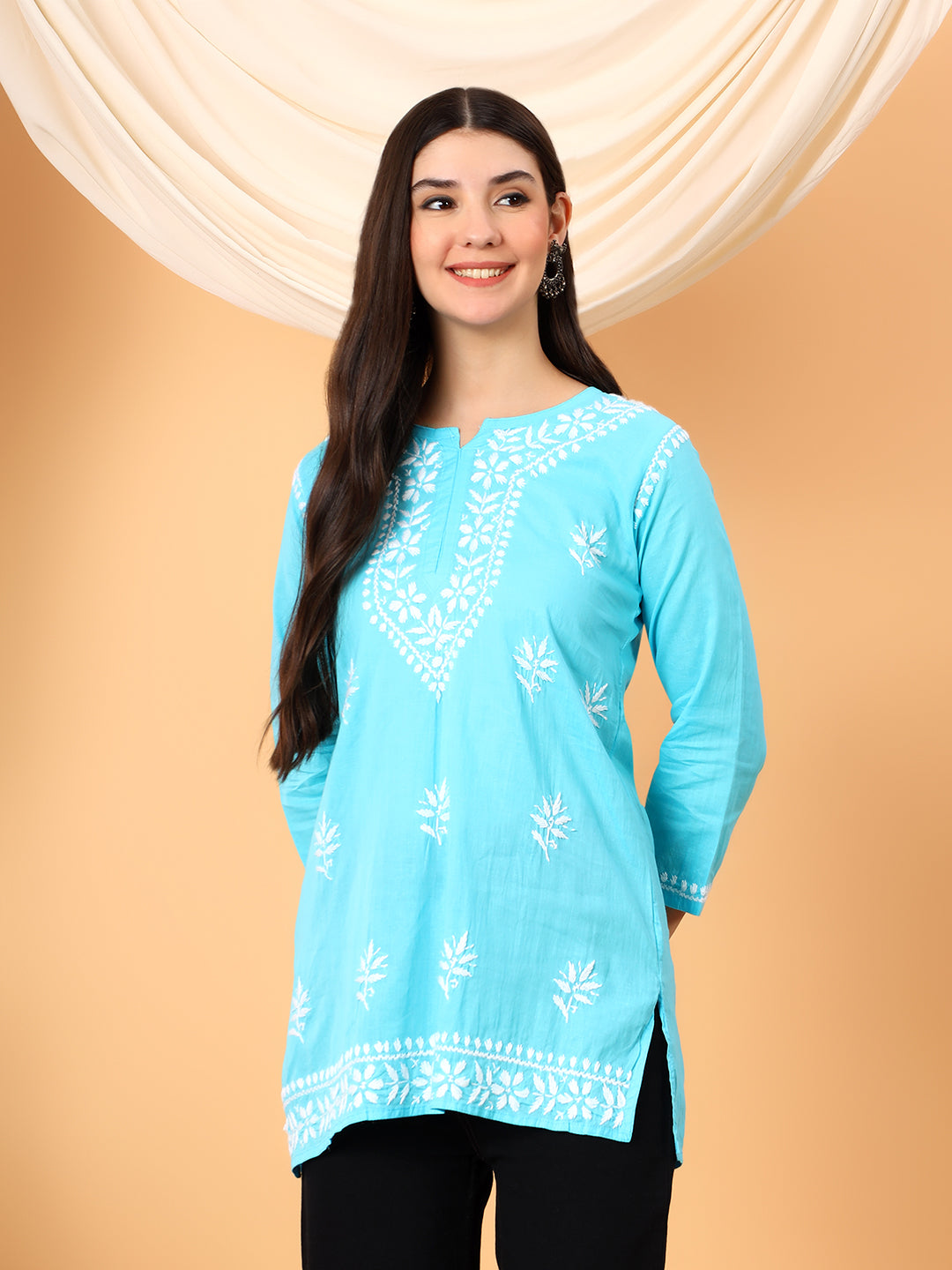 Maahi Chikankari Short Cotton Kurti