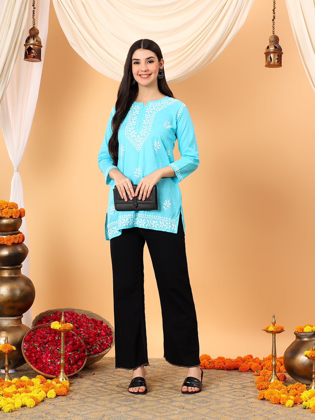 Maahi Chikankari Short Cotton Kurti