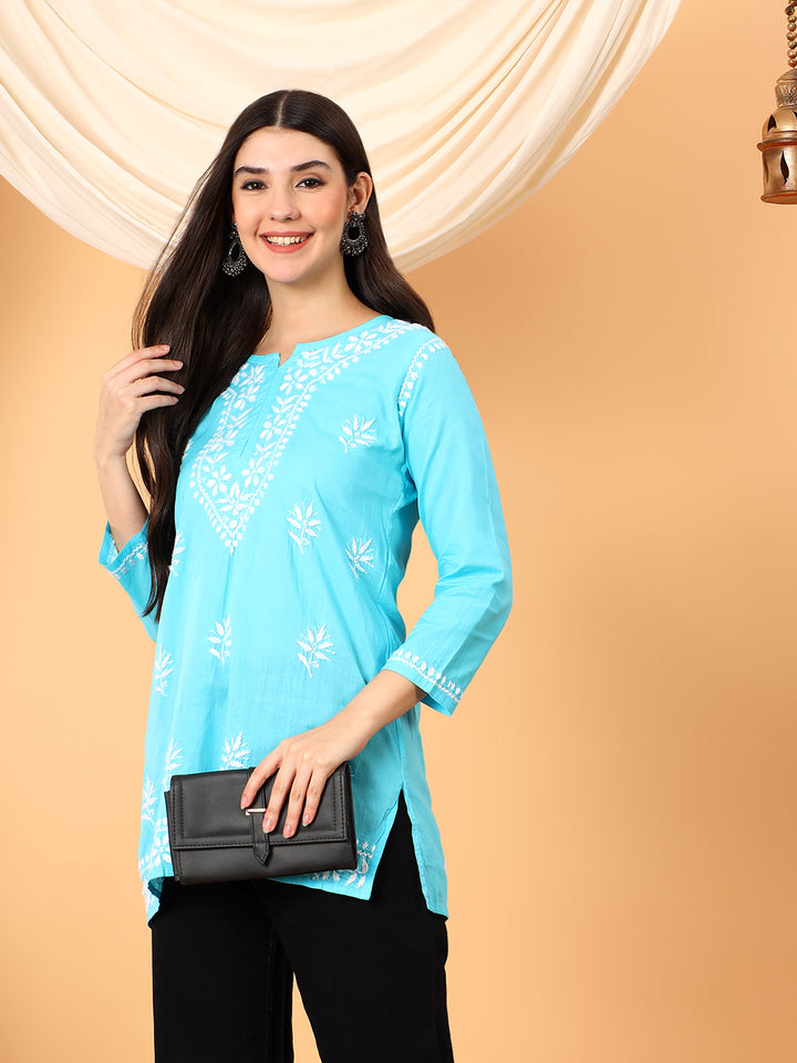 Maahi Chikankari Short Cotton Kurti