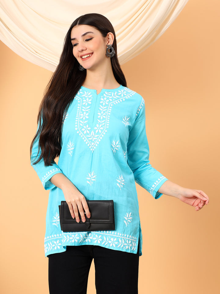Maahi Chikankari Short Cotton Kurti
