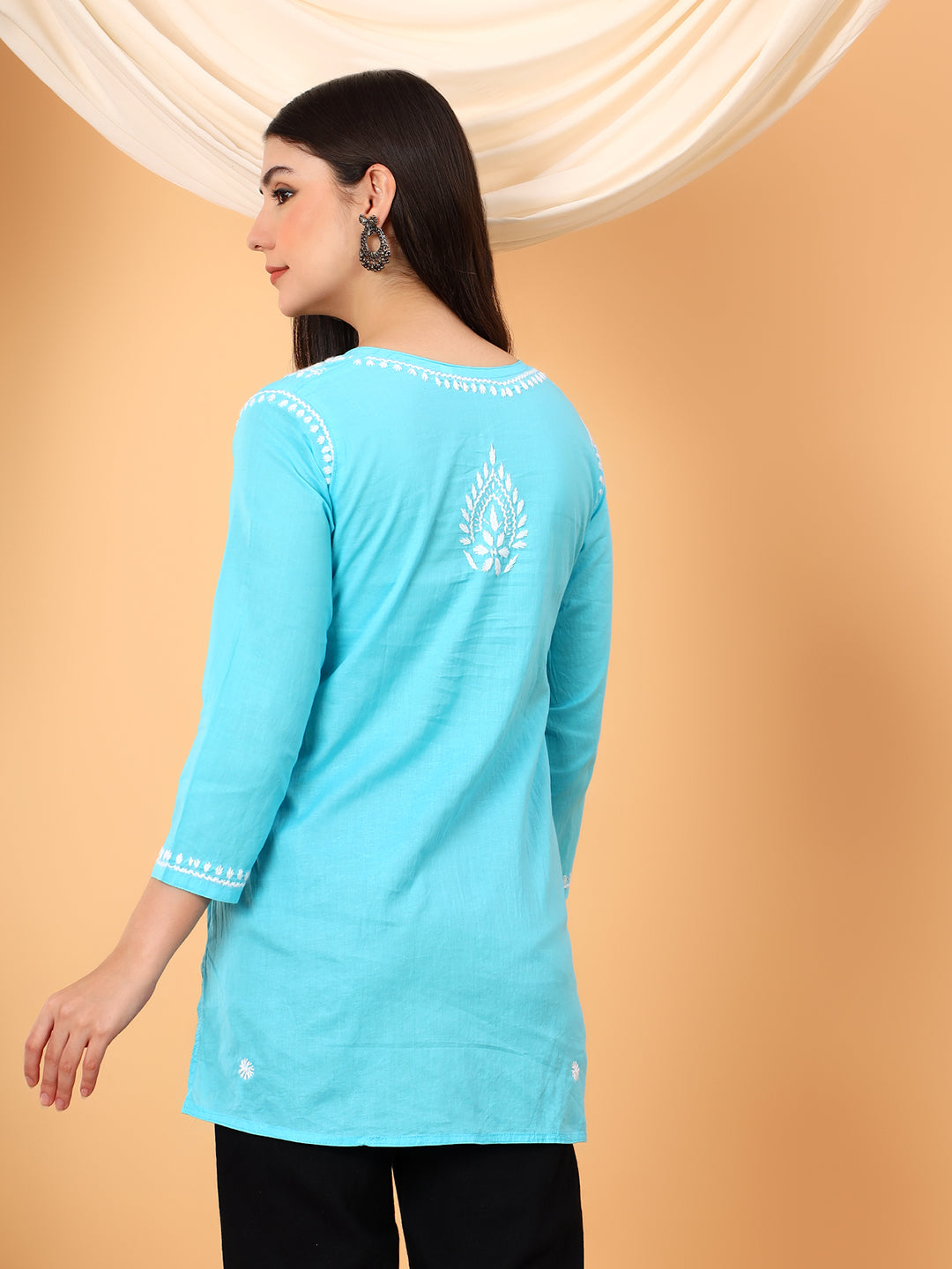 Maahi Chikankari Short Cotton Kurti