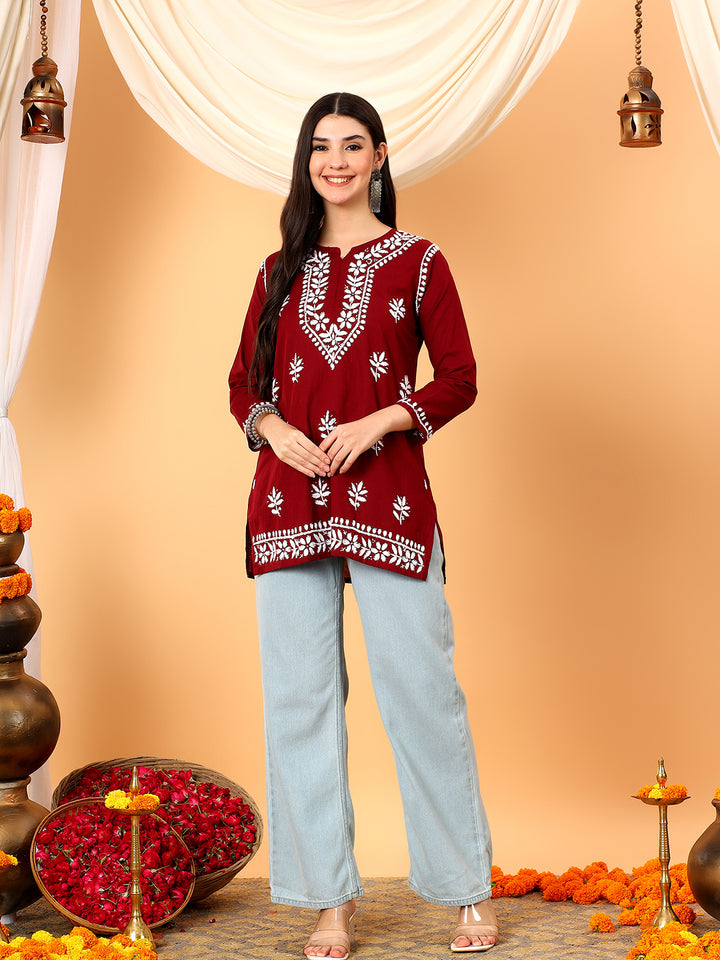 Maahi Chikankari Short Cotton Kurti