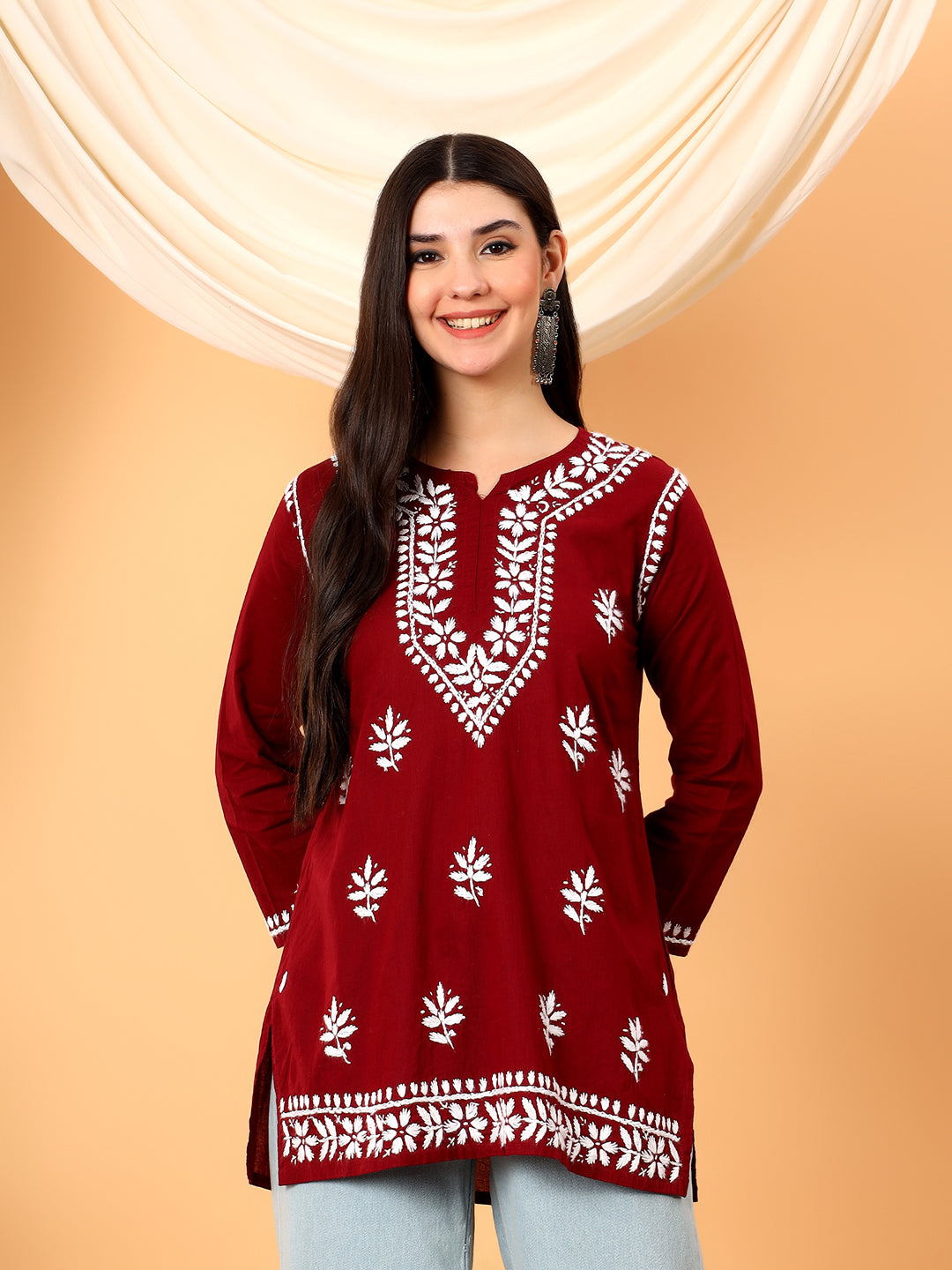 Maahi Chikankari Short Cotton Kurti