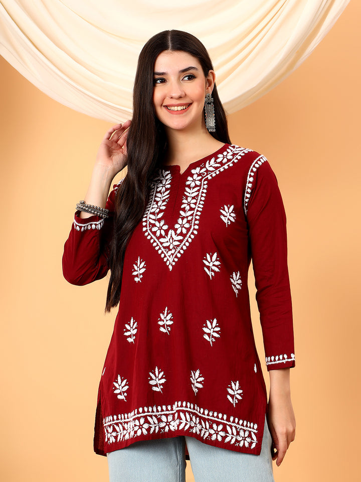 Maahi Chikankari Short Cotton Kurti