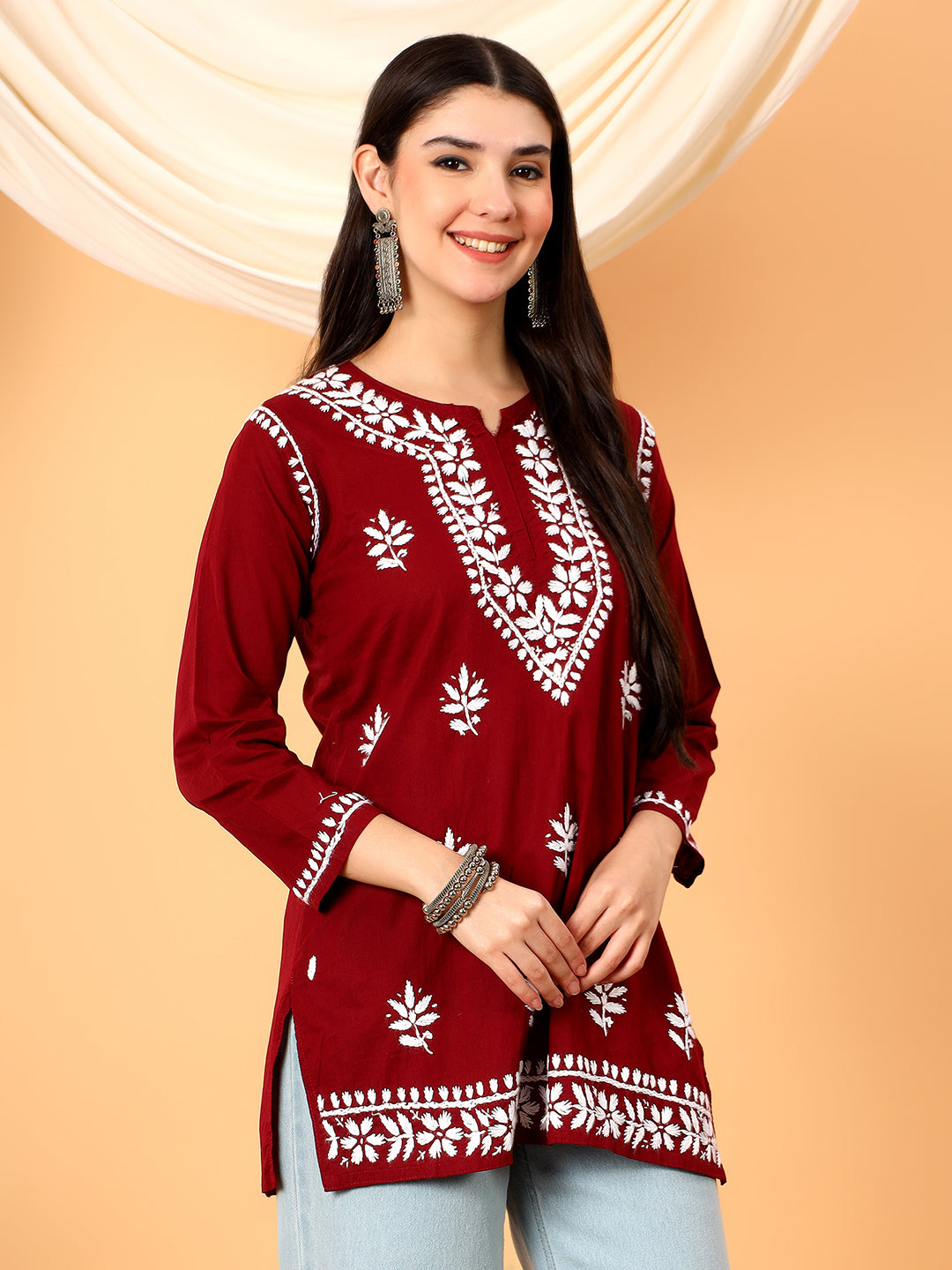 Maahi Chikankari Short Cotton Kurti