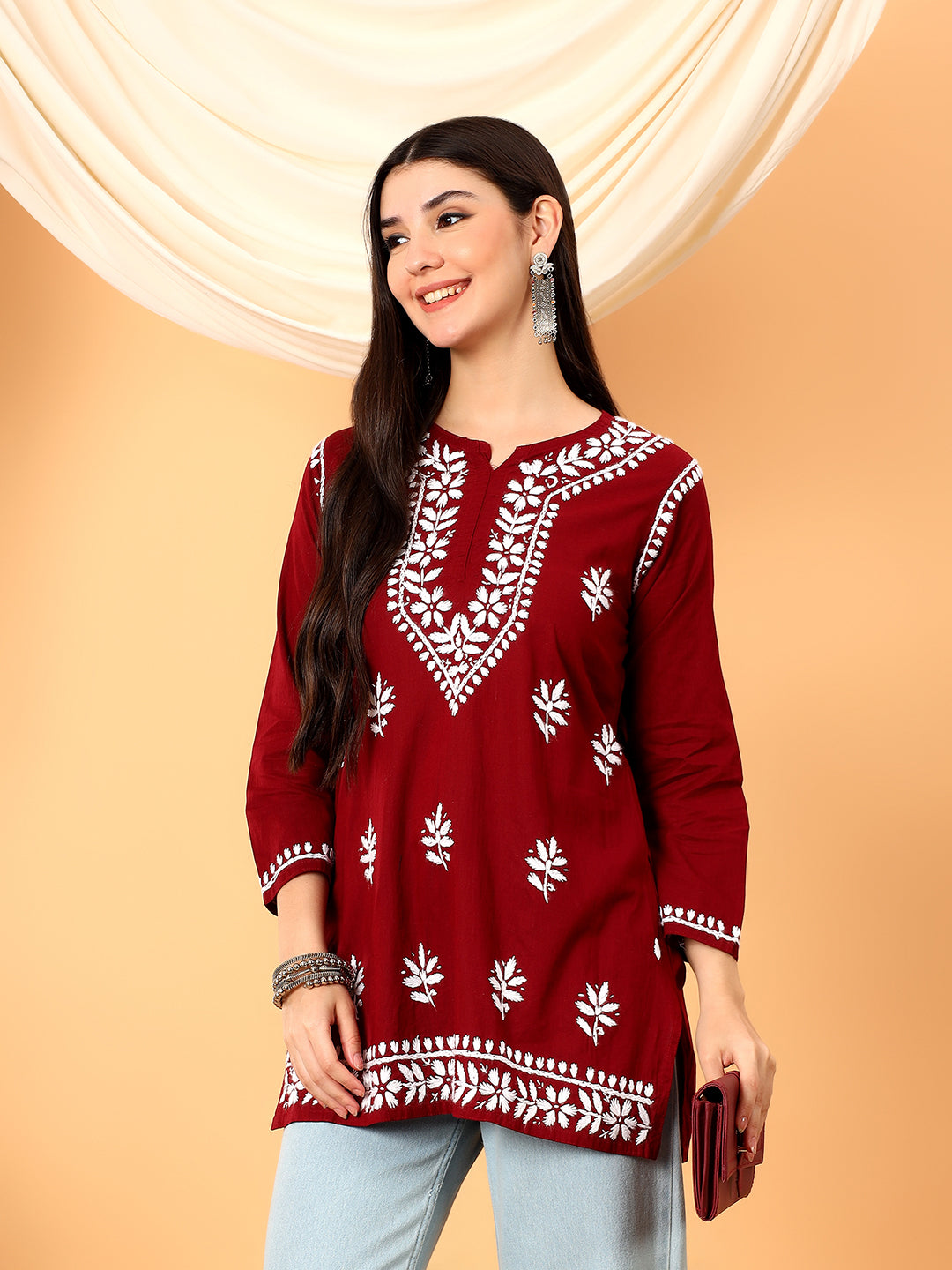 Maahi Chikankari Short Cotton Kurti