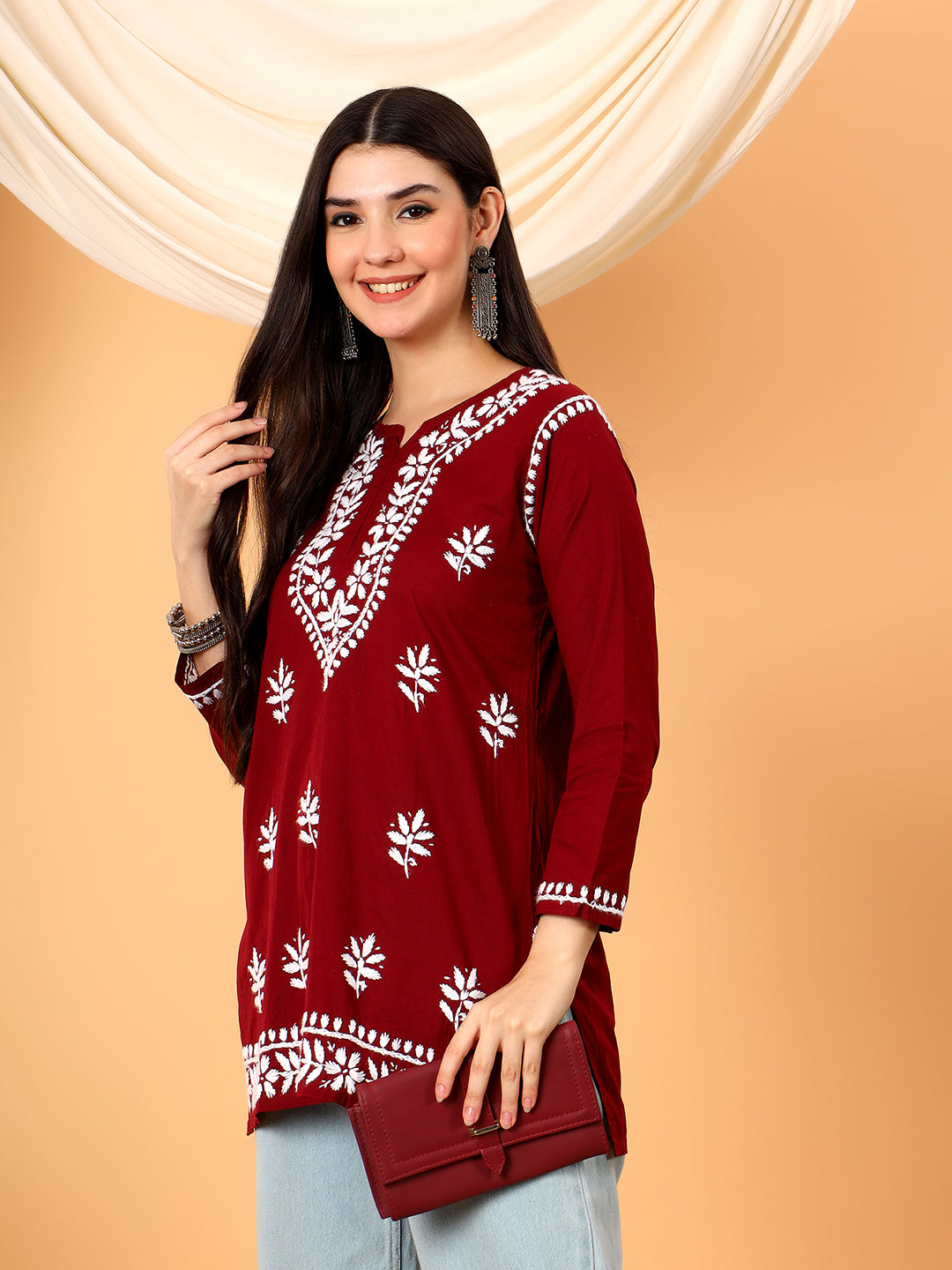 Maahi Chikankari Short Cotton Kurti