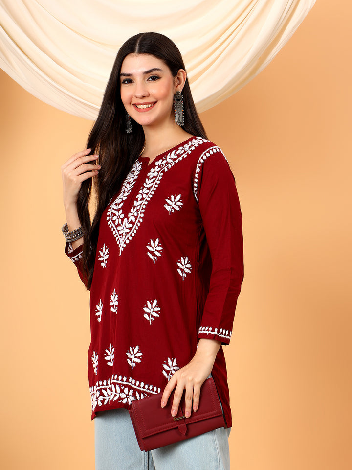 Maahi Chikankari Short Cotton Kurti