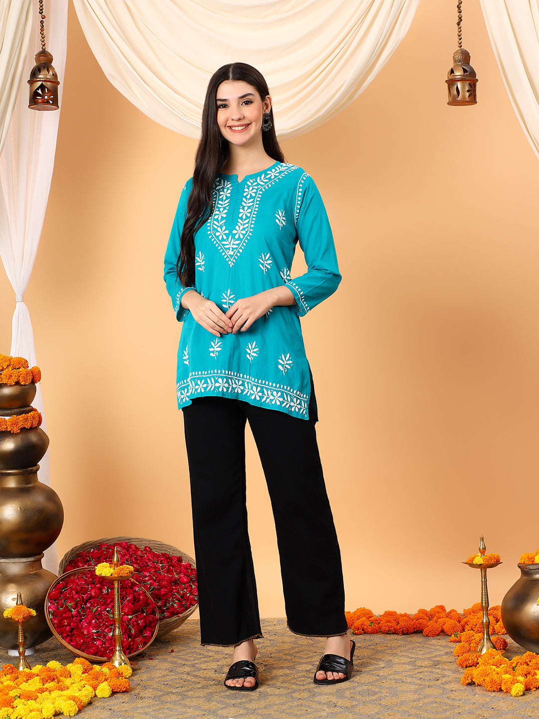 Maahi Chikankari Short Cotton Kurti