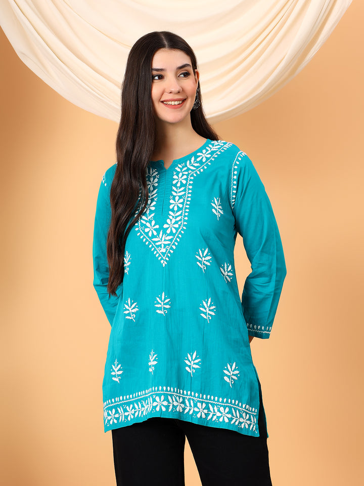 Maahi Chikankari Short Cotton Kurti