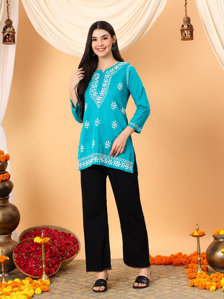 Maahi Chikankari Short Cotton Kurti