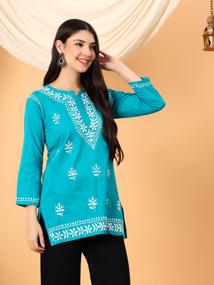 Maahi Chikankari Short Cotton Kurti