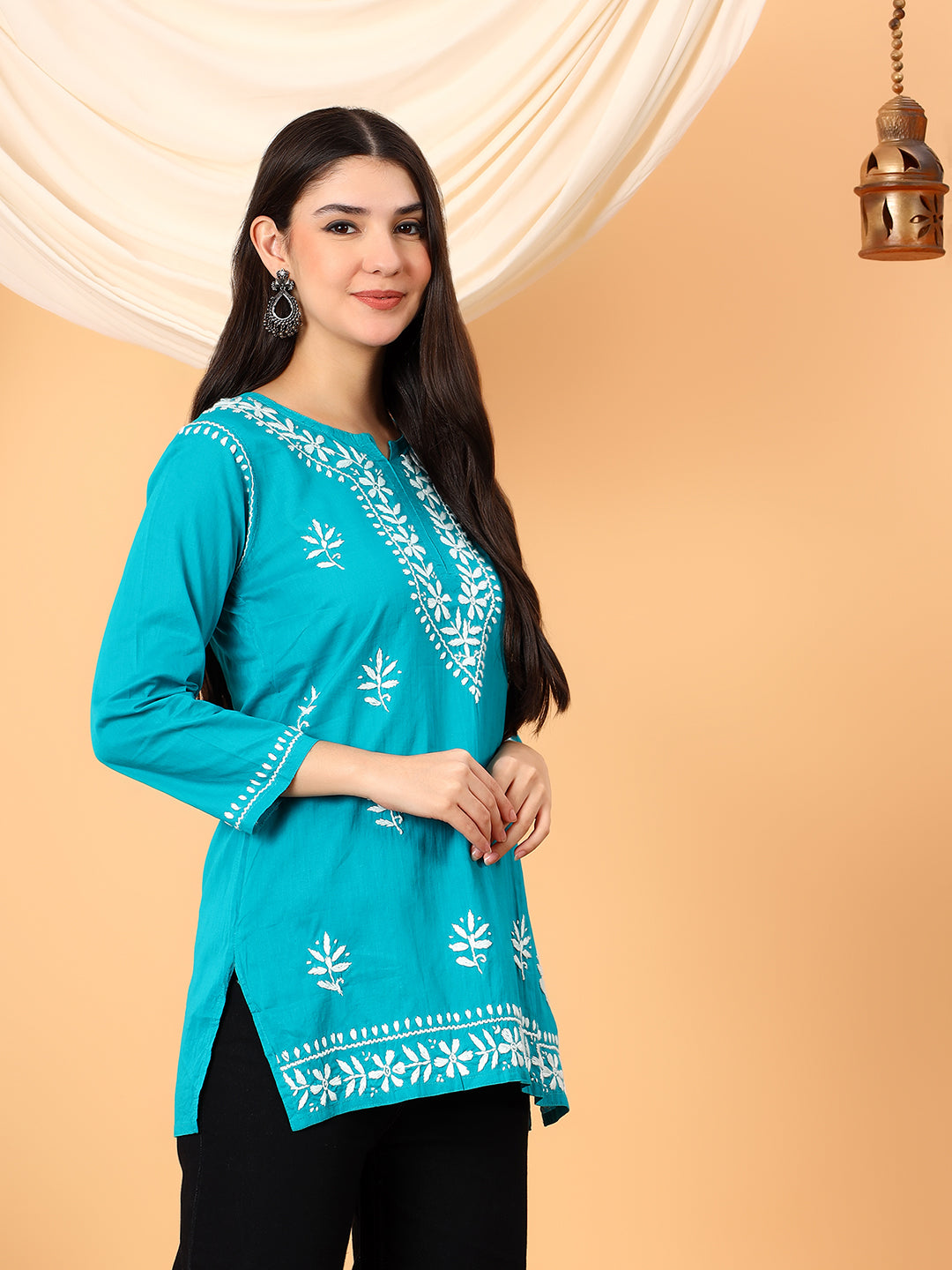 Maahi Chikankari Short Cotton Kurti