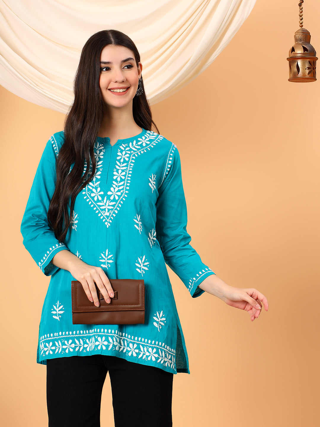 Maahi Chikankari Short Cotton Kurti