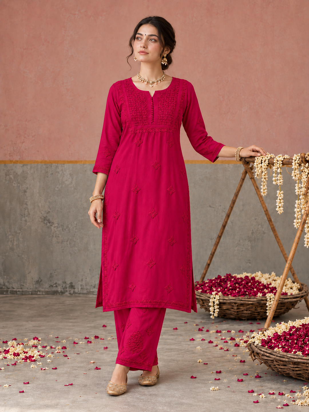 Lajja Chikankari Rayon Co-ord Set