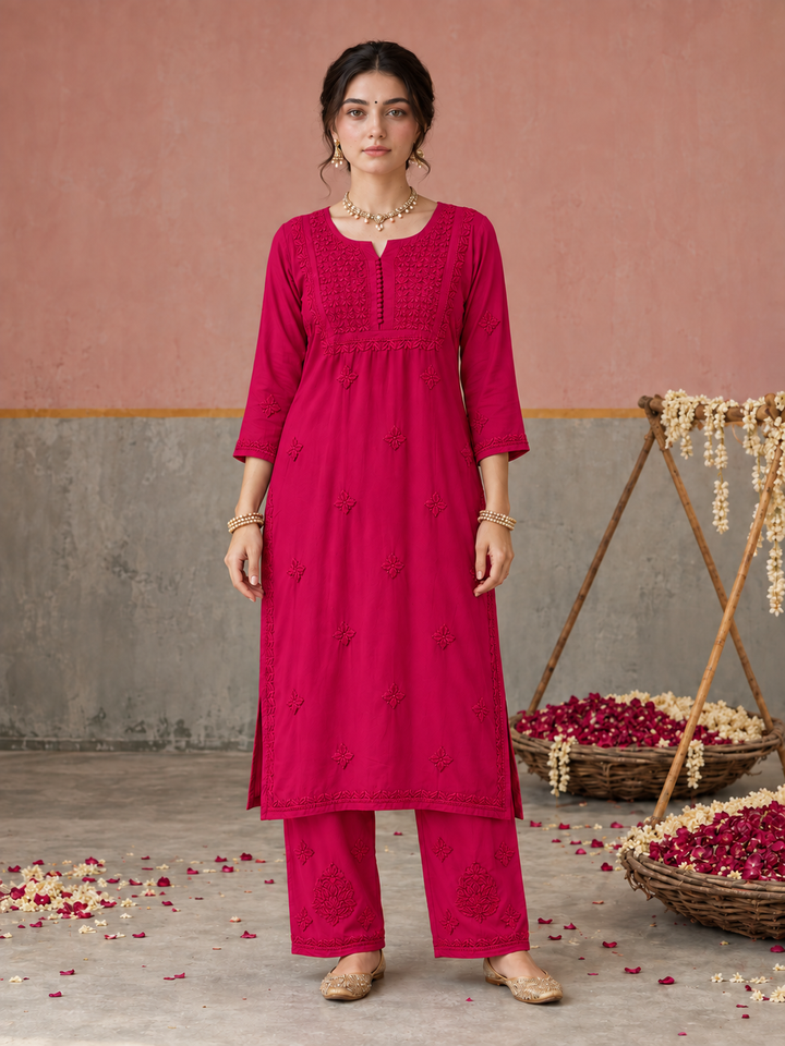 Lajja Chikankari Rayon Co-ord Set