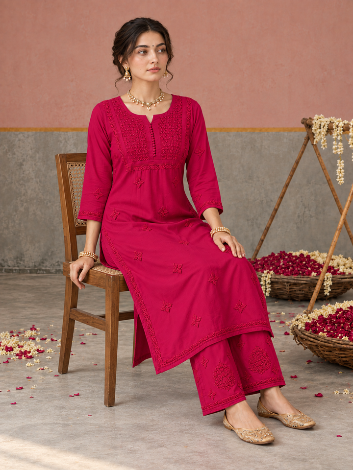Lajja Chikankari Rayon Co-ord Set