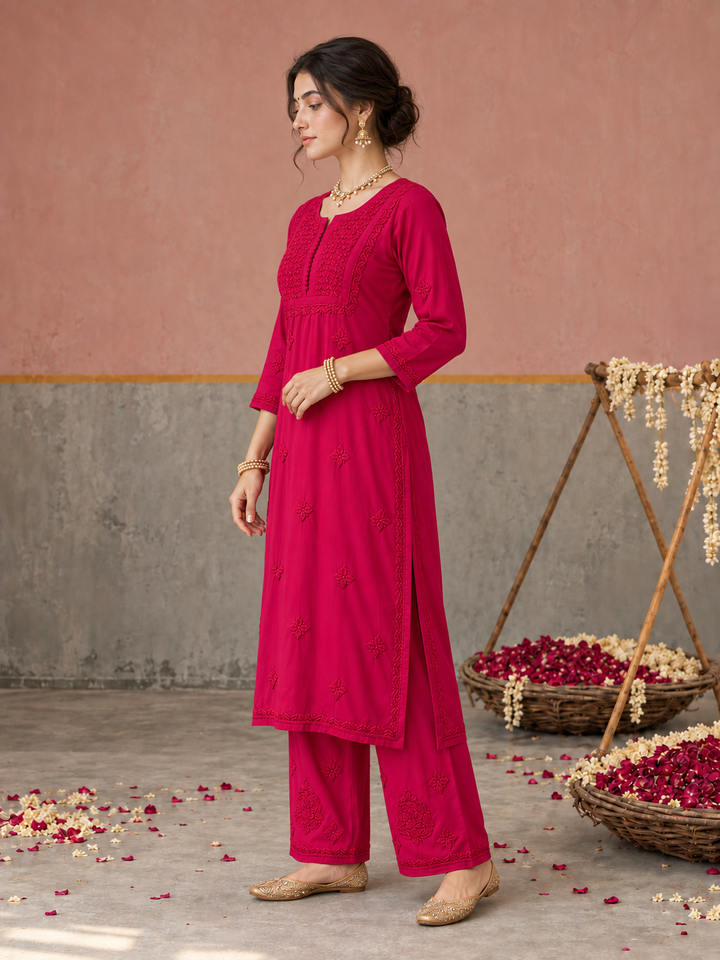 Lajja Chikankari Rayon Co-ord Set