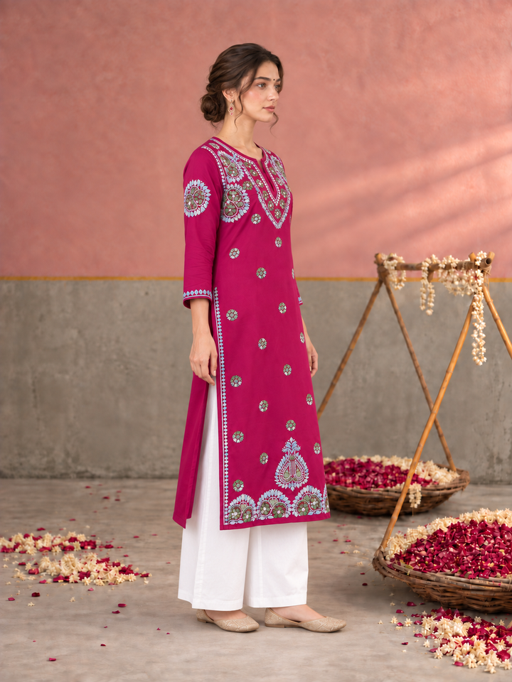 Astha Rayon Chikankari Straight Kurta