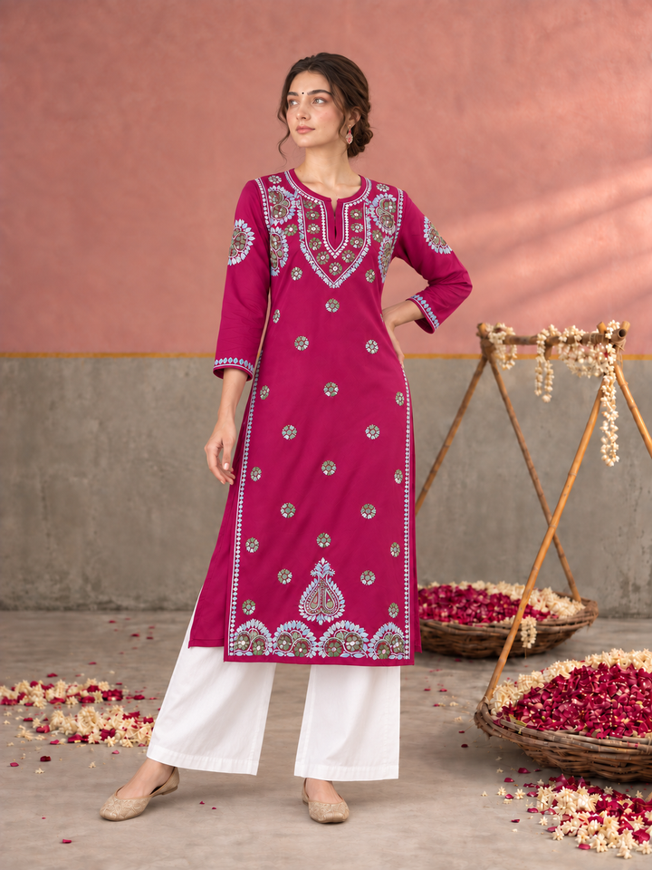 Astha Rayon Chikankari Straight Kurta