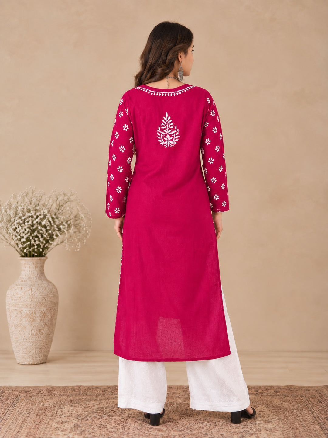 Lata Cotton Chikankari Basic Straight Kurta