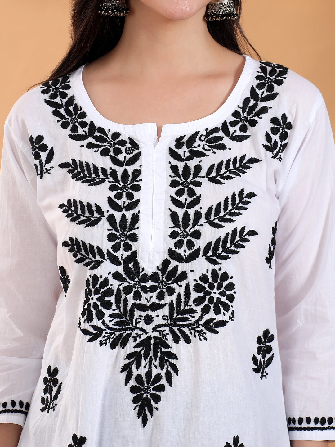 Mahira Black Chikankari Cotton Short Kurti