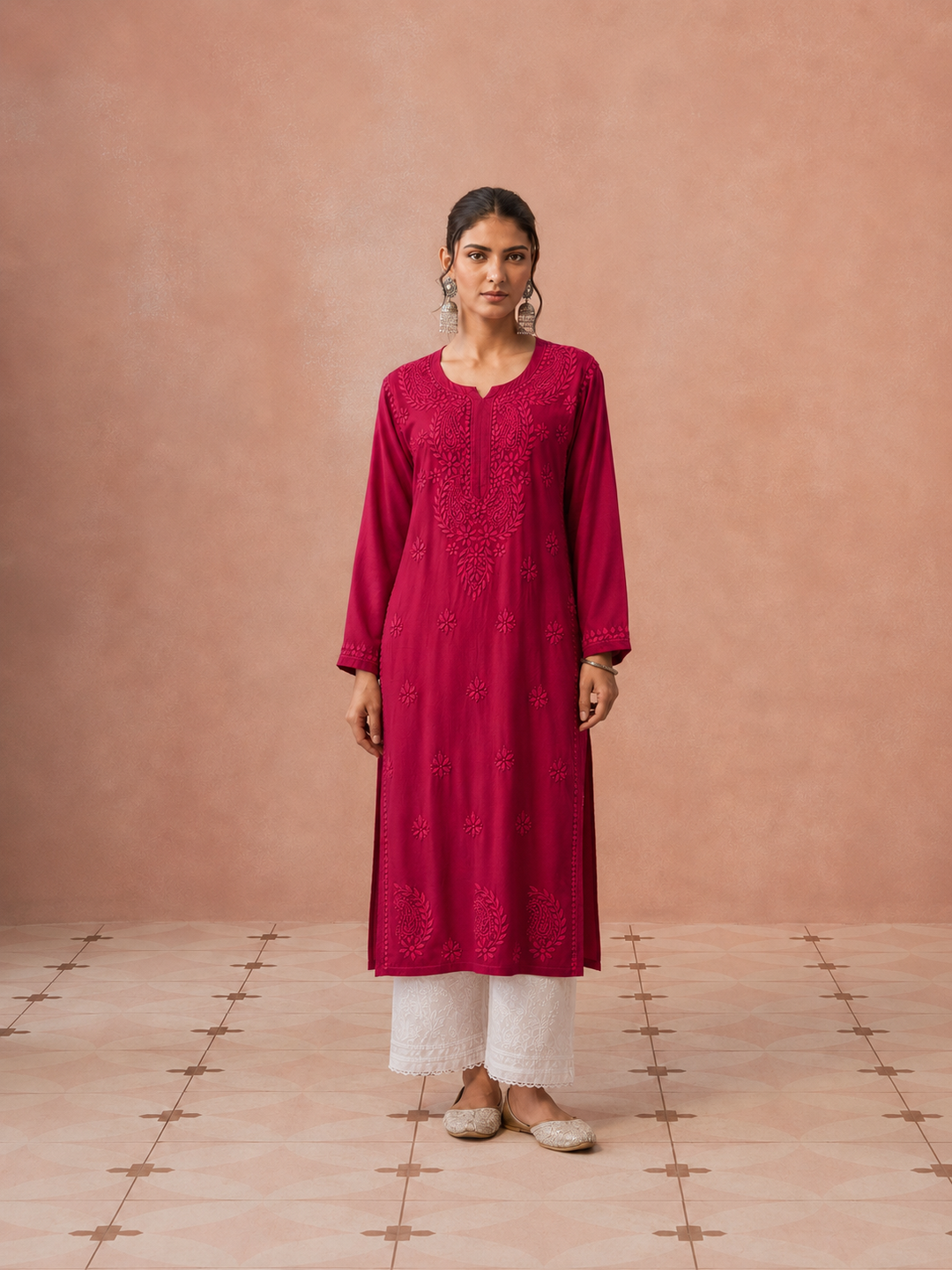 Moksha Rayon Chikankari Straight Kurta