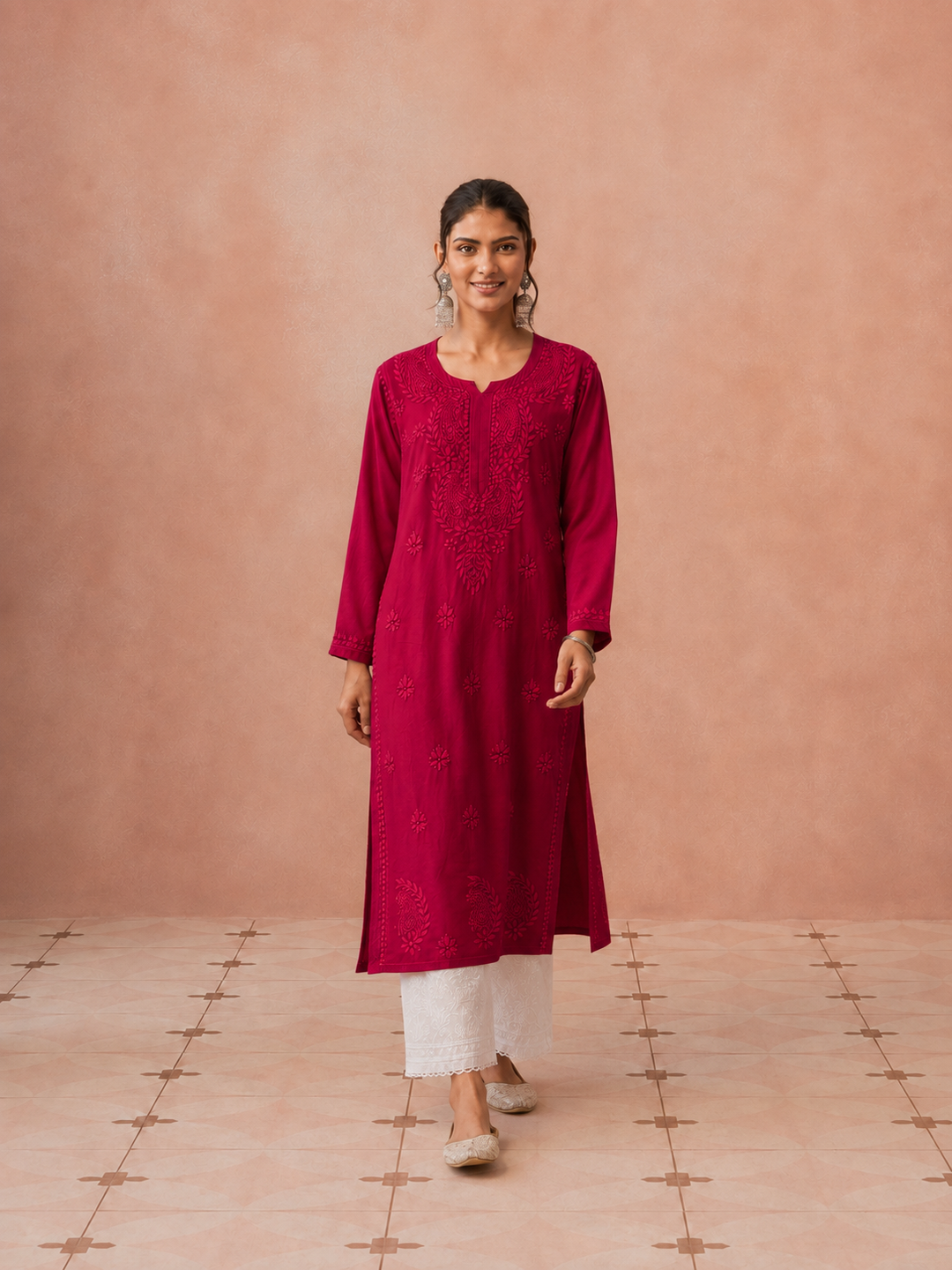 Moksha Rayon Chikankari Straight Kurta