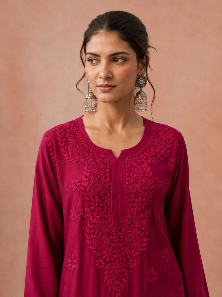 Moksha Rayon Chikankari Straight Kurta
