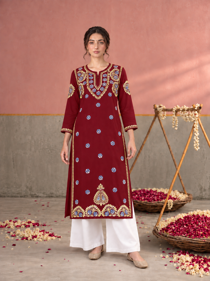Astha Rayon Chikankari Straight Kurta