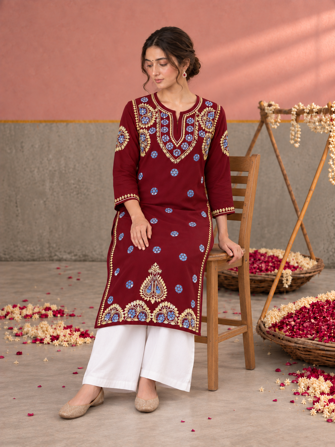 Astha Rayon Chikankari Straight Kurta