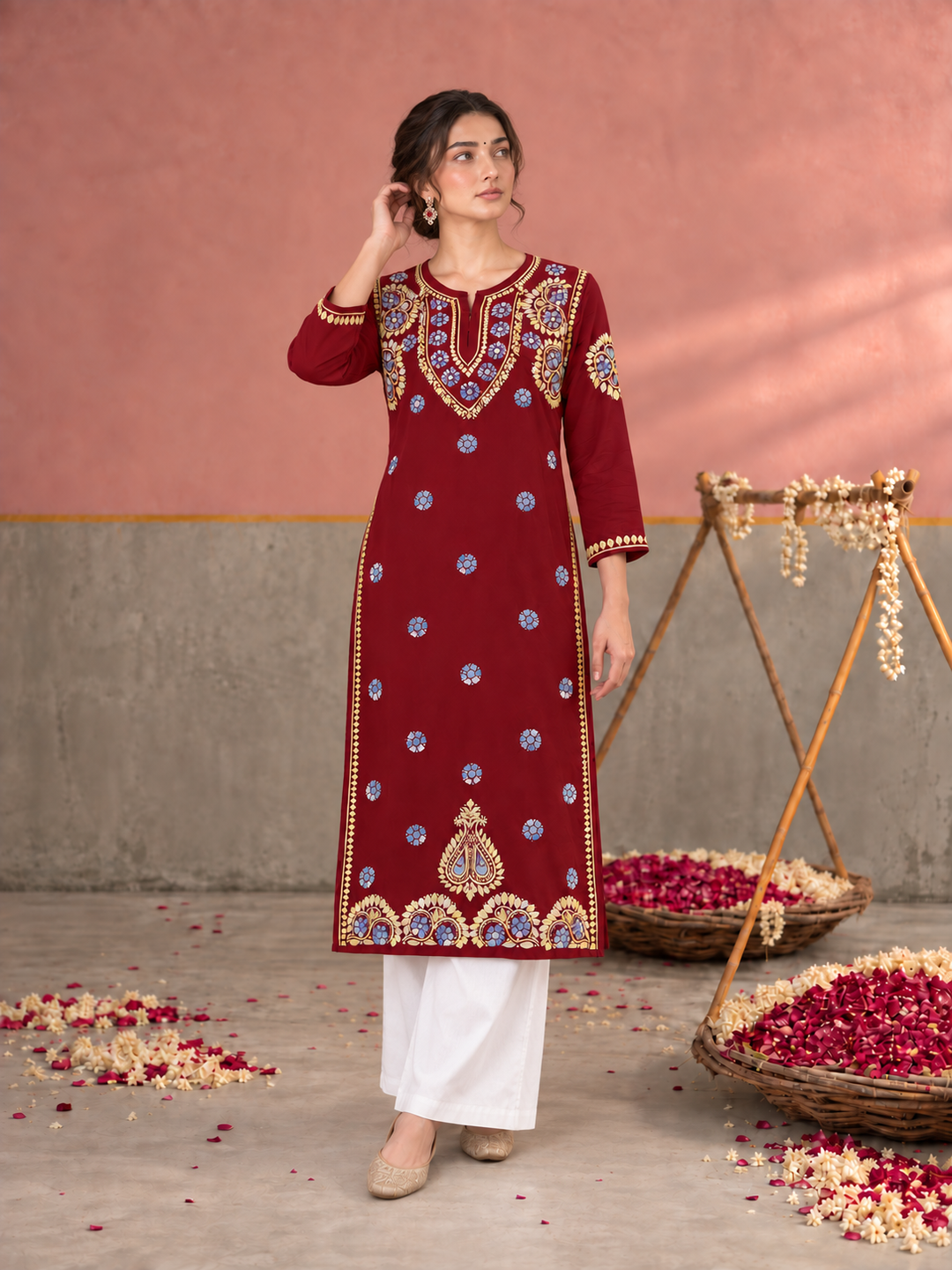 Astha Rayon Chikankari Straight Kurta