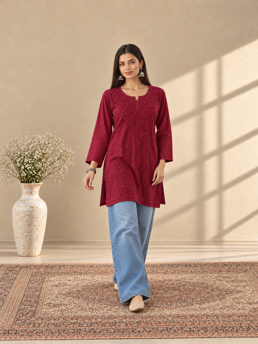 Akira Rayon Short Chikankari Kurti for Women