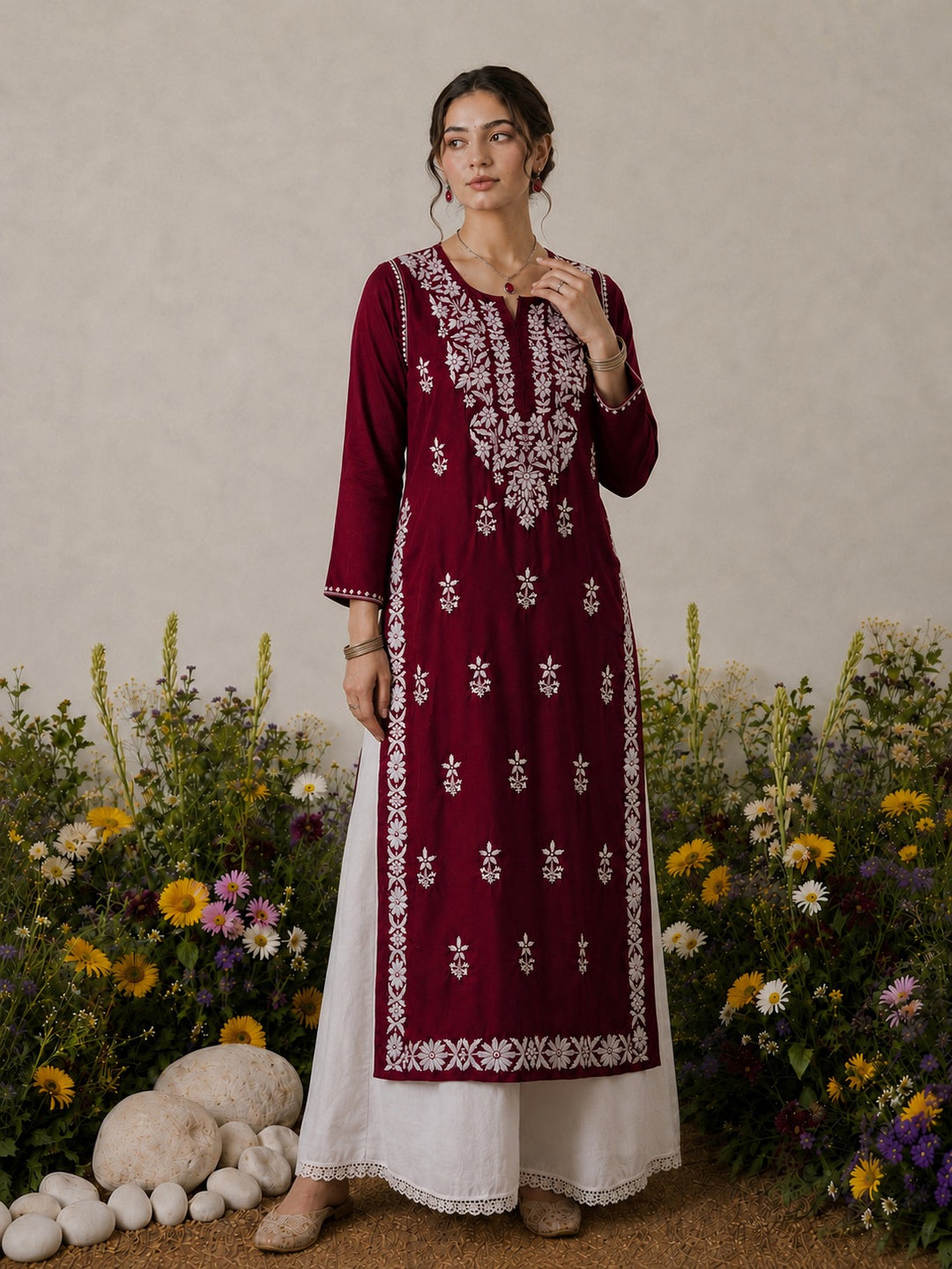 Lisa Chikankari Premium Modal Straight Kurta