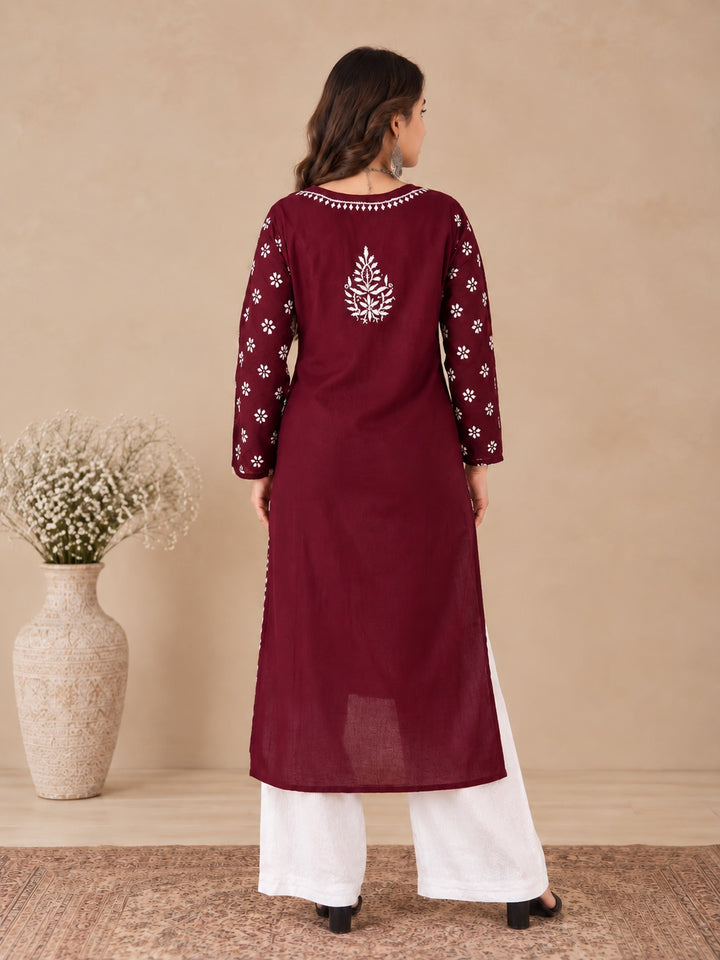 Lata Cotton Chikankari Basic Straight Kurta