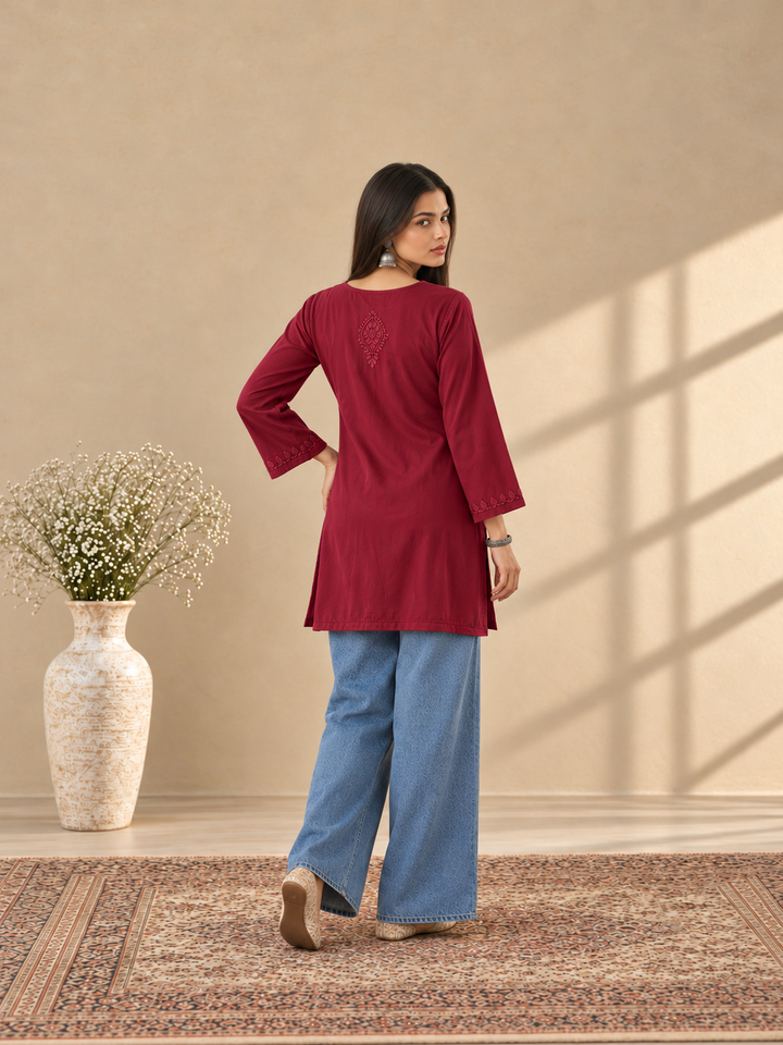 Akira Rayon Short Chikankari Kurti for Women