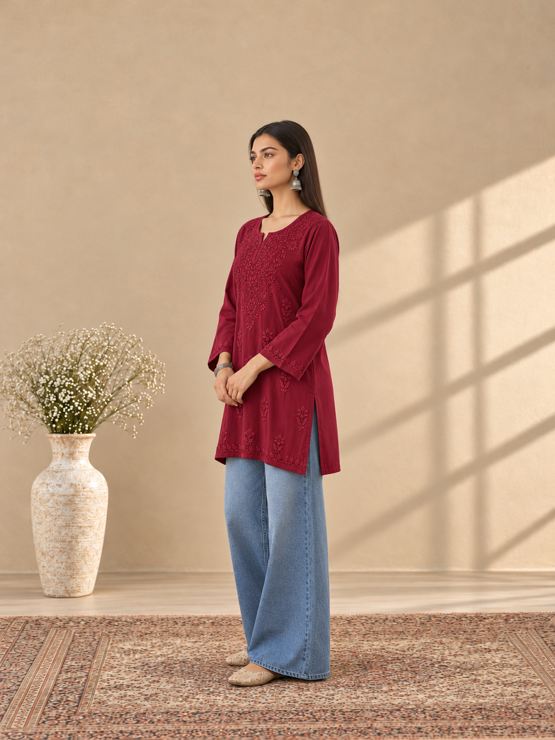 Akira Rayon Short Chikankari Kurti for Women