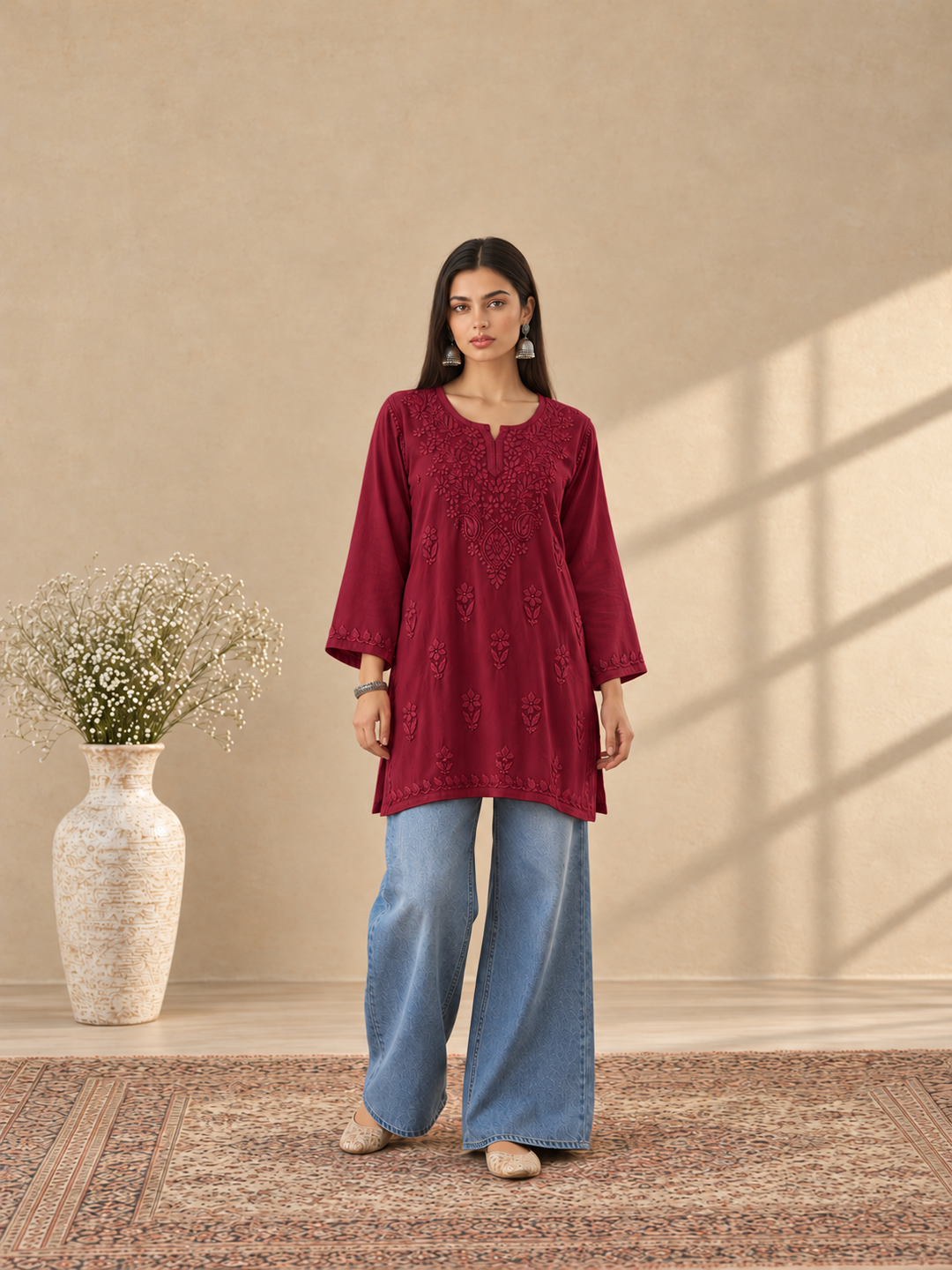 Akira Rayon Short Chikankari Kurti for Women