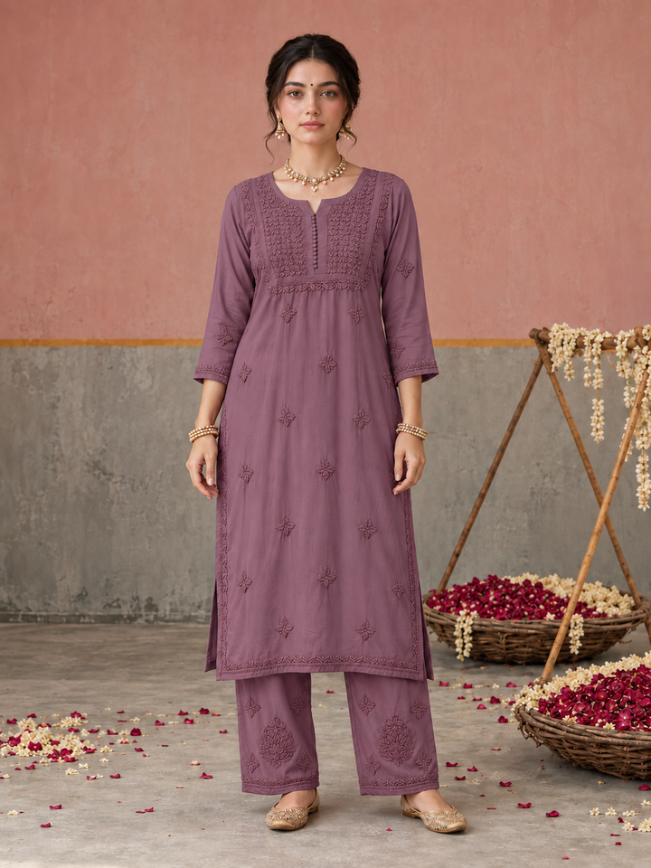 Lajja Chikankari Rayon Co-ord Set