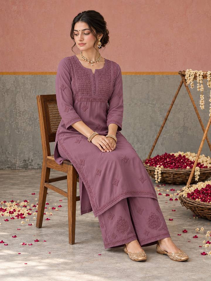 Lajja Chikankari Rayon Co-ord Set