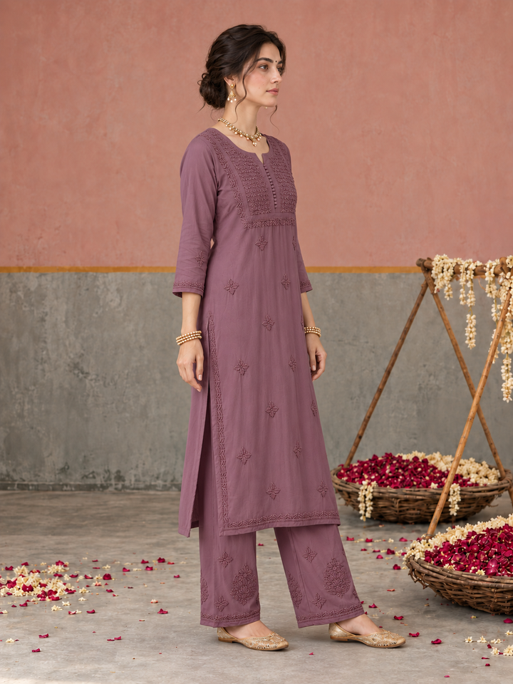 Lajja Chikankari Rayon Co-ord Set