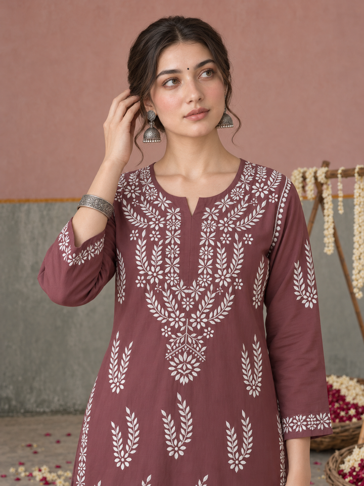 Vamika Chikankari Rayon Straight Kurta